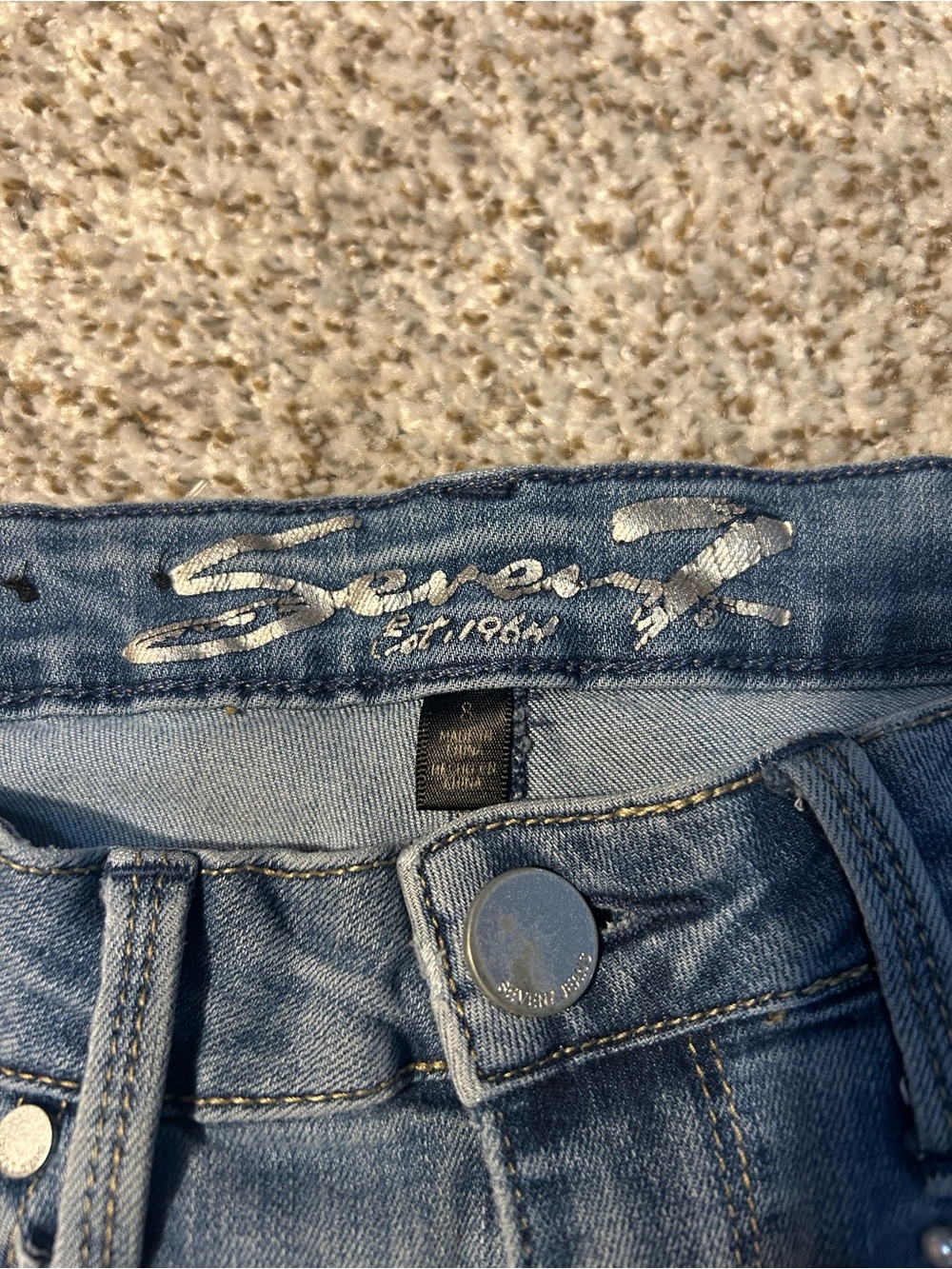 Seven7 Blue Skinny Jeans with Pearl Accents - Picture 3 of 4